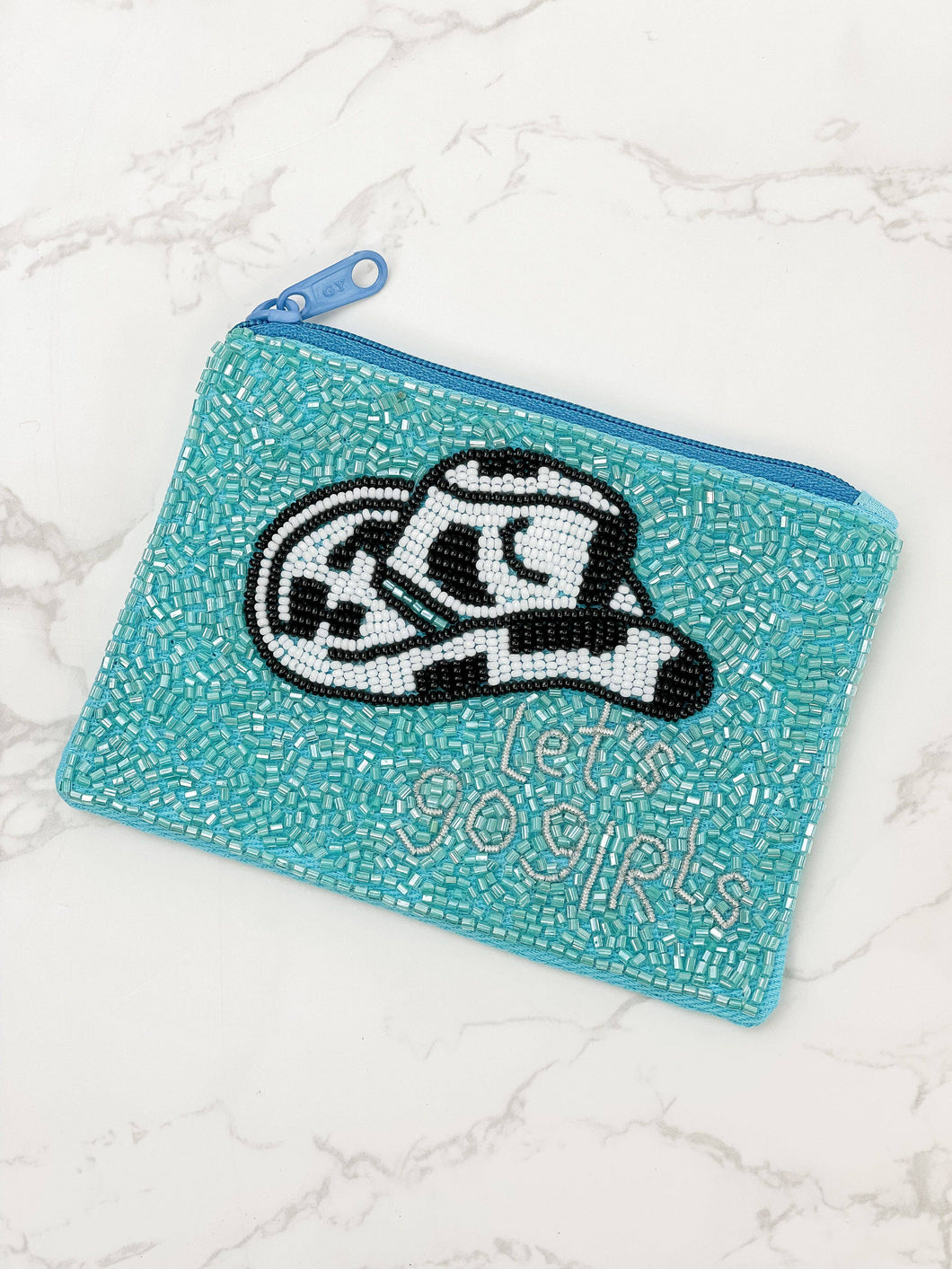 'Lets go Girls' Rodeo Hat Beaded Zip Pouch