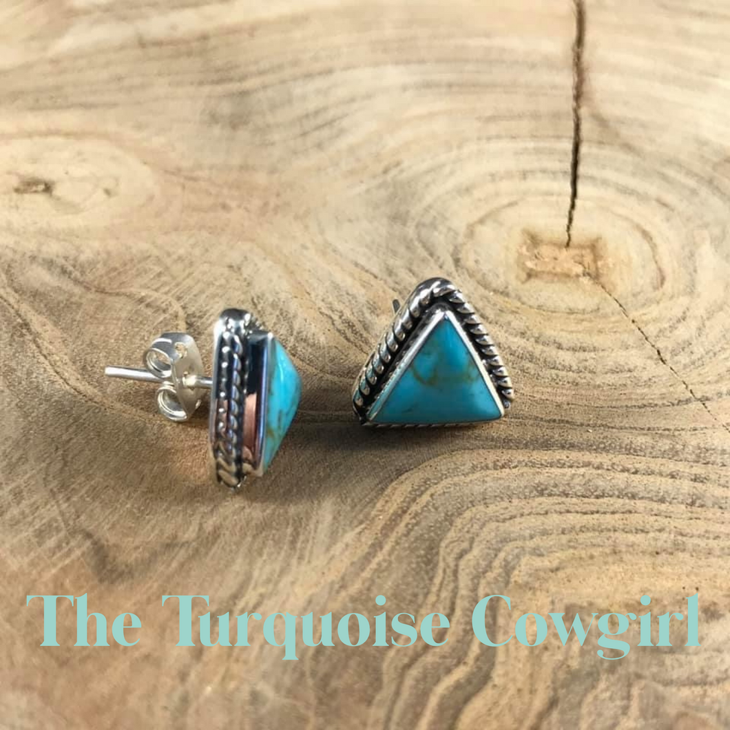 Triangle Turquoise Stud Earrings