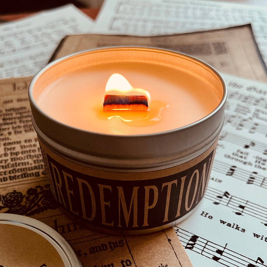 Redemption - 8 oz Candle Tin - Wooden Wick