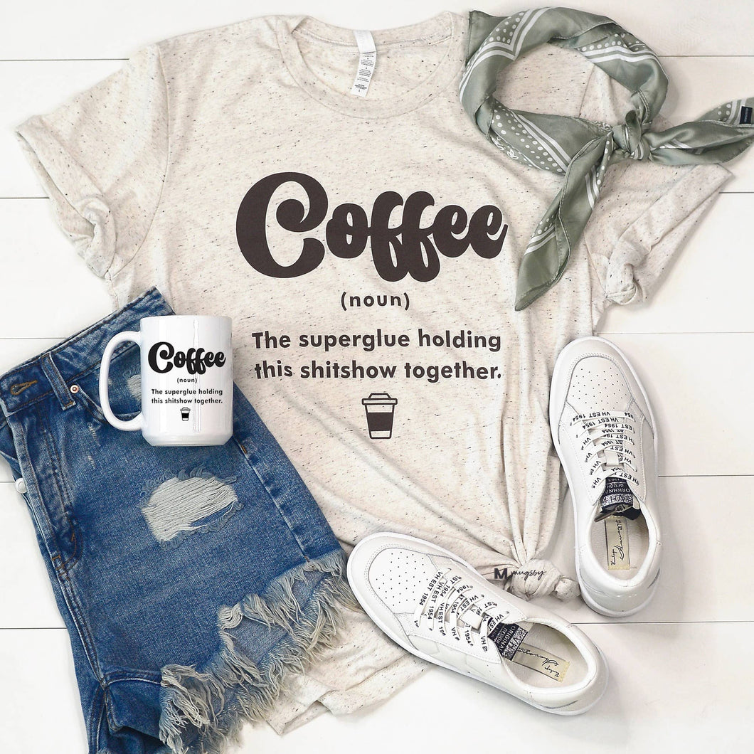 Funny Coffee Graphic Tee Shirt (Oatmeal)