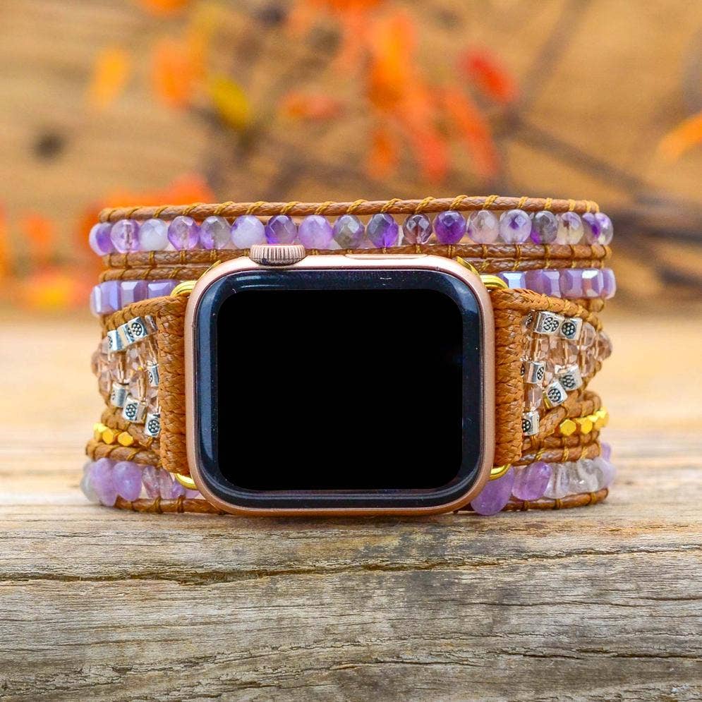 Natural Amethyst Beaded Apple Watch Band
